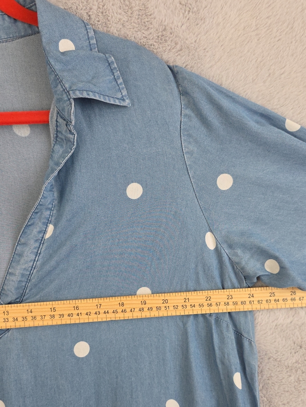 Ashley Stewart Blue Polka Dot Lyocell Shirt Dress 14/16 Roll Tab Sleeves Plus Si - Picture 10 of 10